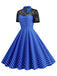 1950er Masche Patchwork Polka Dot Kleid