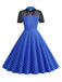 1950er Masche Patchwork Polka Dot Kleid