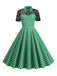 1950er Masche Patchwork Polka Dot Kleid