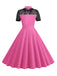 1950er Masche Patchwork Polka Dot Kleid