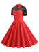 1950er Masche Patchwork Polka Dot Kleid