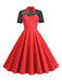 1950er Masche Patchwork Polka Dot Kleid