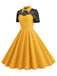 1950er Masche Patchwork Polka Dot Kleid