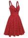 Rot 1950er Spaghetti Träger Herz Bedrucktes Kleid