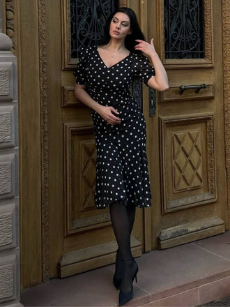 Schwarz 1930er Polka Dot Meerjungfrauenkleid