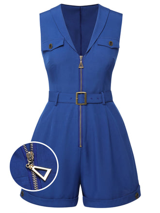 Dunkelblau 1940er Taschen Revers Romper