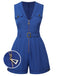 Dunkelblau 1940er Taschen Revers Romper