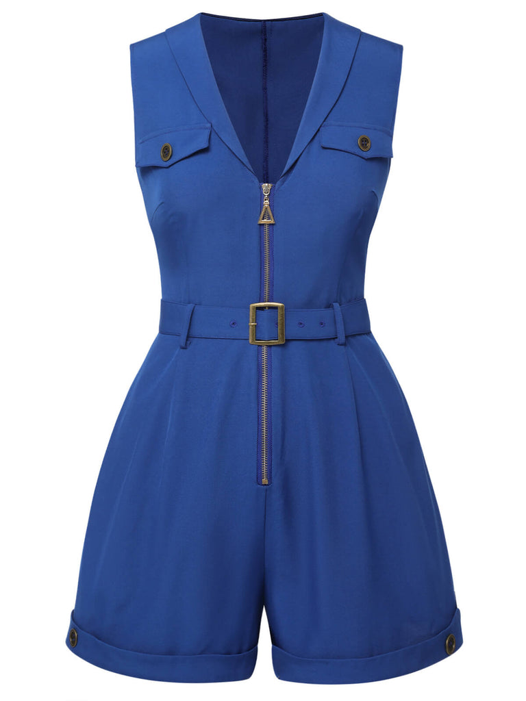 Dunkelblau 1940er Taschen Revers Romper