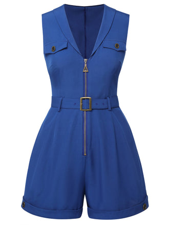 Dunkelblau 1940er Taschen Revers Romper