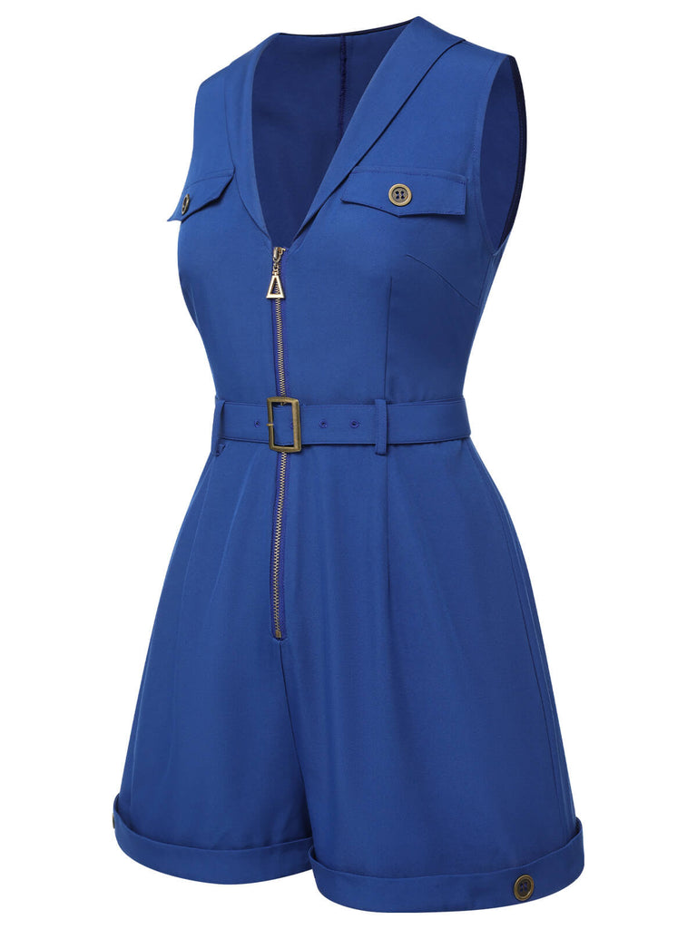 Dunkelblau 1940er Taschen Revers Romper