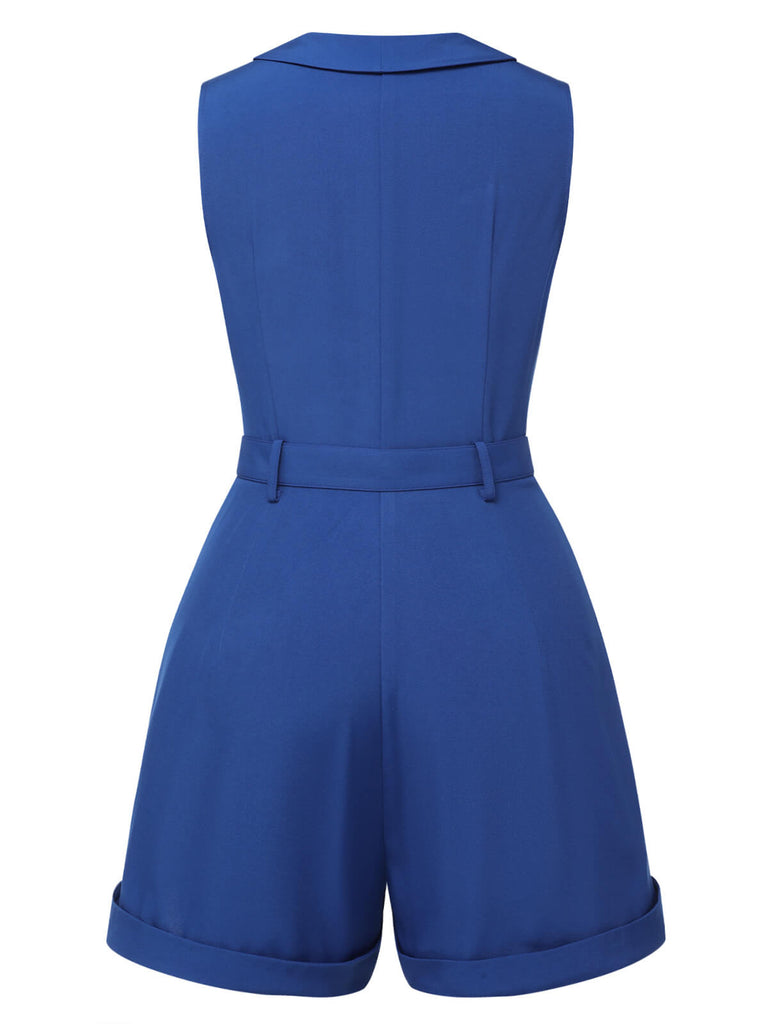 Dunkelblau 1940er Taschen Revers Romper