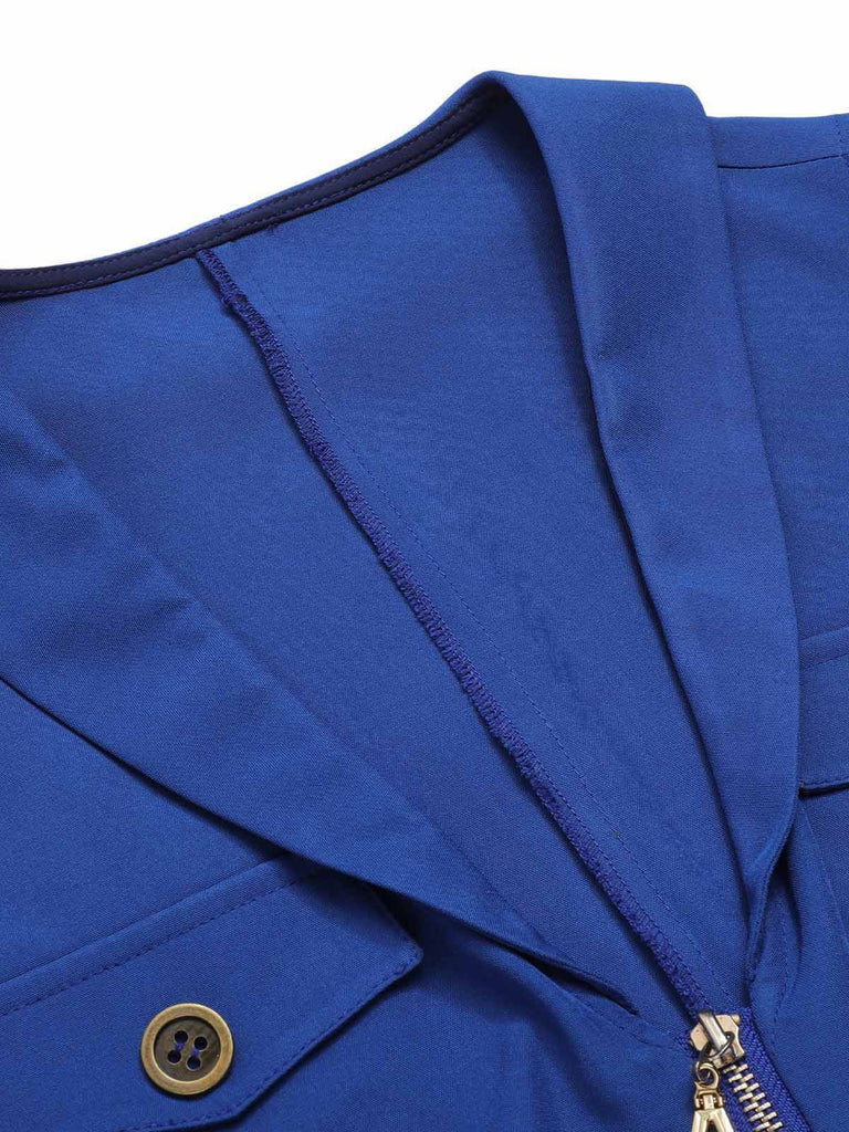 Dunkelblau 1940er Taschen Revers Romper