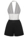 Weiß & Schwarz 1950er Deep-V Halter Romper