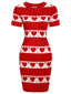 1960er Kurzärmeliges Herz Strickkleid