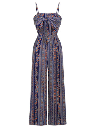 [Vorverkauf] 1930er Spaghetti Träger Schnüren Bohemian Jumpsuit