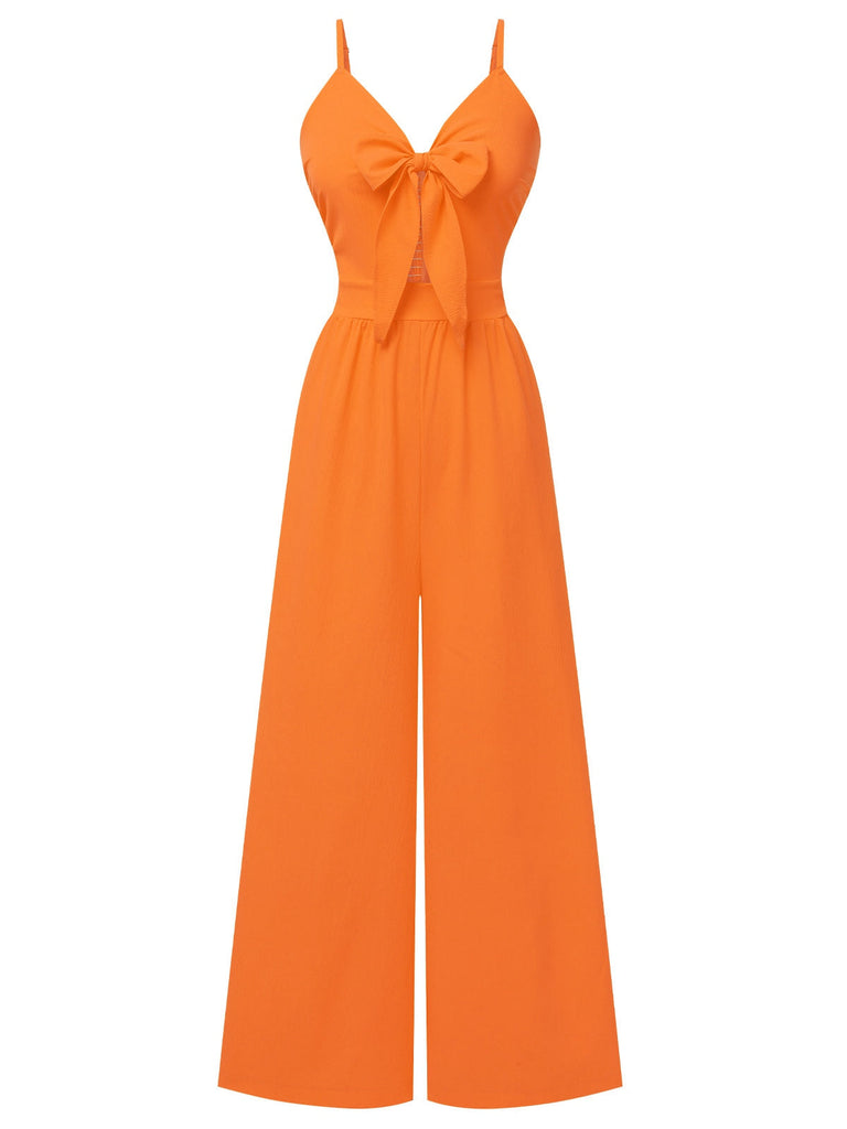 1950er Brust Bogen Spaghetti Träger Jumpsuit