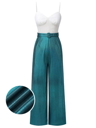 Blau 1930er Laser Blinkt Spaghettiträger Jumpsuit
