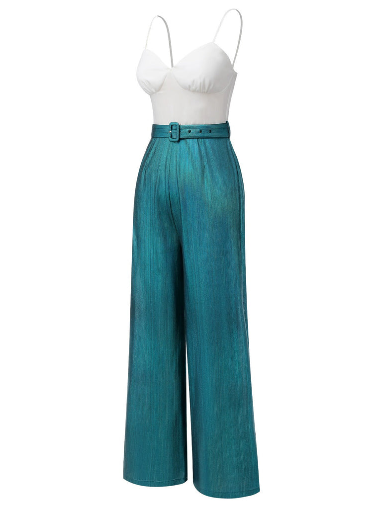 Blau 1930er Laser Blinkt Spaghettiträger Jumpsuit
