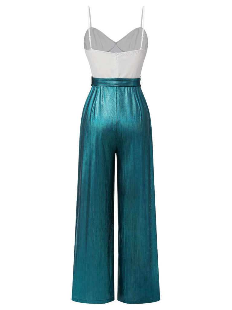 Blau 1930er Laser Blinkt Spaghettiträger Jumpsuit