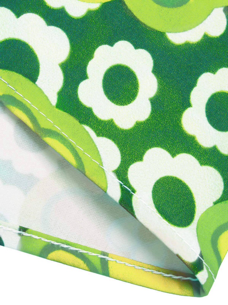 Orange Rot 1960er Krawattenkragen Blumen Ärmellos Top