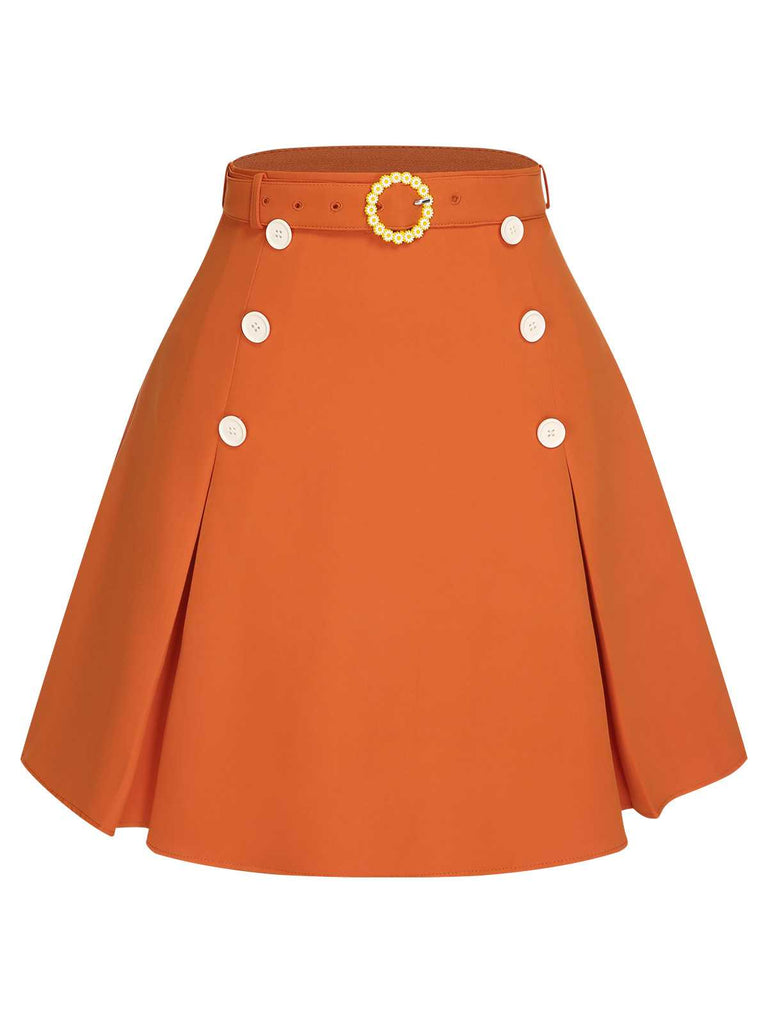 2PCS 1960er Krawattenkragen Blumen Top & Knöpfen Solide Rock