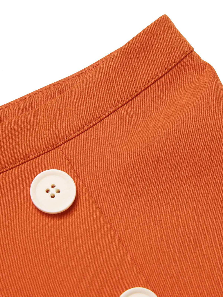 2PCS 1960er Krawattenkragen Blumen Top & Knöpfen Solide Rock