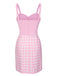 Rosa 1960er Plaid Liebe Schlitz Trägerkleid