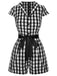 Rot 1940er Revers Plaids Romper mit Gürtel