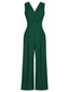 Grün 1930er V-Ausschnitt Ärmellos Jumpsuit