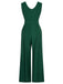 Grün 1930er V-Ausschnitt Ärmellos Jumpsuit
