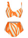Orange 1960er Riemen Streifen Swimsuit