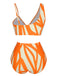 Orange 1960er Riemen Streifen Swimsuit