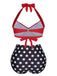 1960er Polka Dot Halter Rückengurt Badeanzug