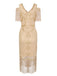 1920er Paillette Perlen Quasten Gatsby Kleid