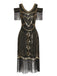 1920er Paillette Perlen Quasten Gatsby Kleid