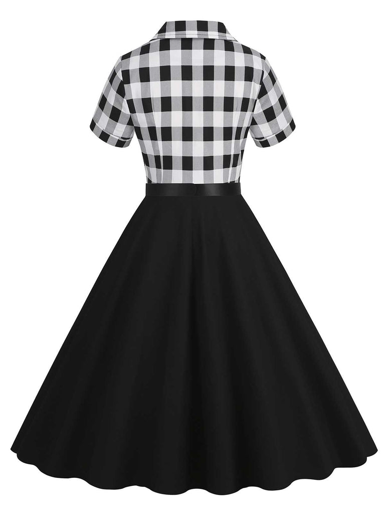 1950er Revers Kontrast Kleid mit Gürtel