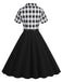 1950er Revers Kontrast Kleid mit Gürtel