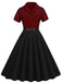 1950er Revers Kontrast Kleid mit Gürtel