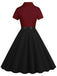 1950er Revers Kontrast Kleid mit Gürtel