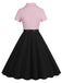 1950er Revers Kontrast Kleid mit Gürtel