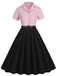 1950er Revers Kontrast Kleid mit Gürtel