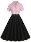 1950er Revers Kontrast Kleid mit Gürtel