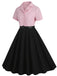 1950er Revers Kontrast Kleid mit Gürtel