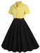 1950er Revers Kontrast Kleid mit Gürtel