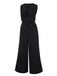 Schwarz 1930er Cowl Neck Solid Jumpsuit with Belt