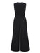 Schwarz 1930er Cowl Neck Solid Jumpsuit with Belt
