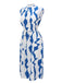 Blau & Weiß 1940er Curves Stehkragen Gürtel Kleid