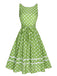 Grün 1950er Polka Dots Spitze Kleid