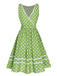 Grün 1950er Polka Dots Spitze Kleid
