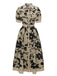 [Vorverkauf] Beige 1940er Hemdkragen Knöpfen Blumen Kleid